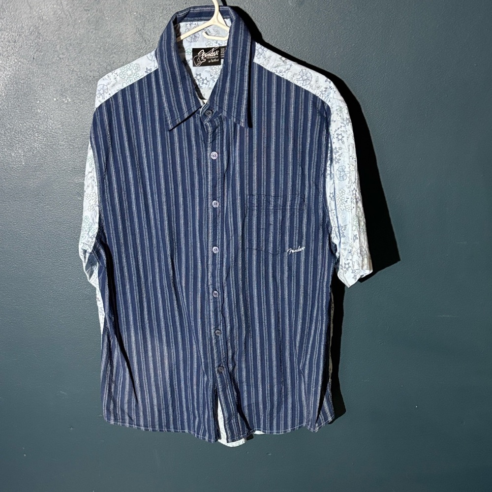 Fender Navy and White Striped Button Down Shirt